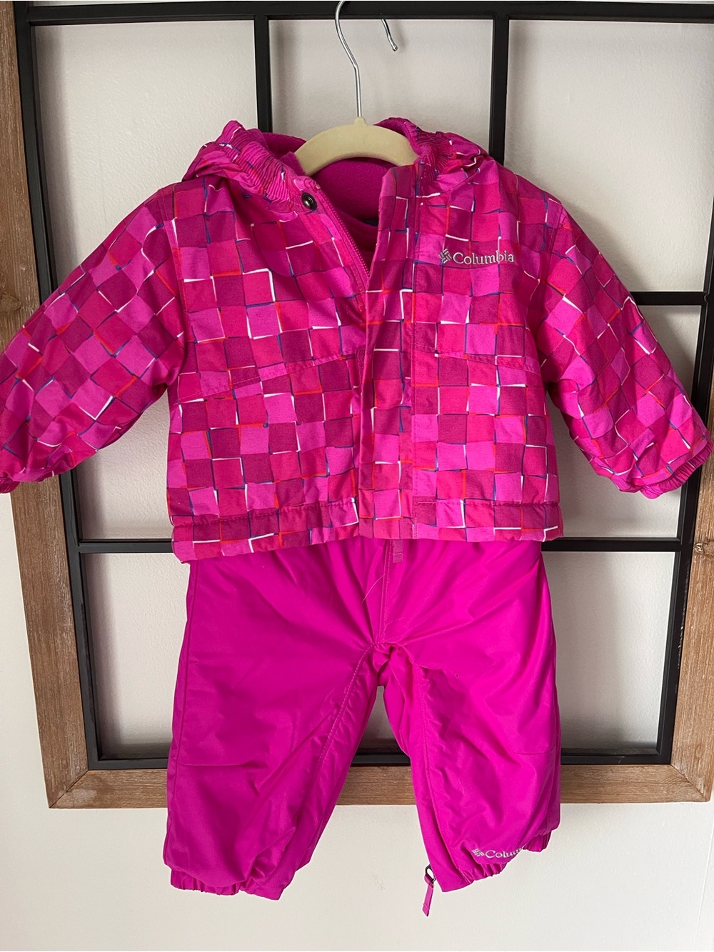 Columbia Kids Pink Patterned Insulated Snow Jacket & Bib Set